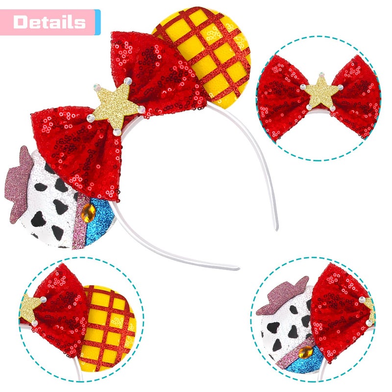 MADO cow boy woody mouse ears headband for kids boys women,cowboy mini ears headbands for women kids girls (woody) - Image 3
